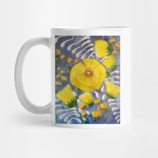 Yellow Bloom, Modern Yellow Flowers, Abstract Floral Prints, Country Cottage, Floral Tote, Floral Bedding, Floral Bath, Floral Decor Mug